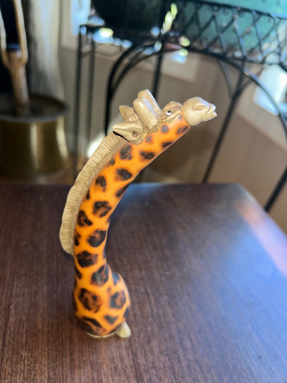 Vintage giraffe figurine gourd art 7”